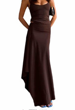 Women’s Brown Solid Sleeveless Maxi Dress Long Length Regular S
