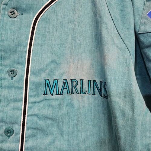 Vintage 90s Starter MLB Florida Marlins Acid Wash 2 Sided Jersey Mens L - Picture 3 of 9