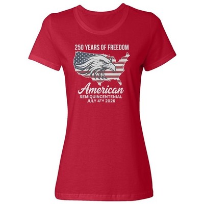 250 Years of Freedom - American Eagle Map 4th Of July Ladies' Crewneck T-Shirt
