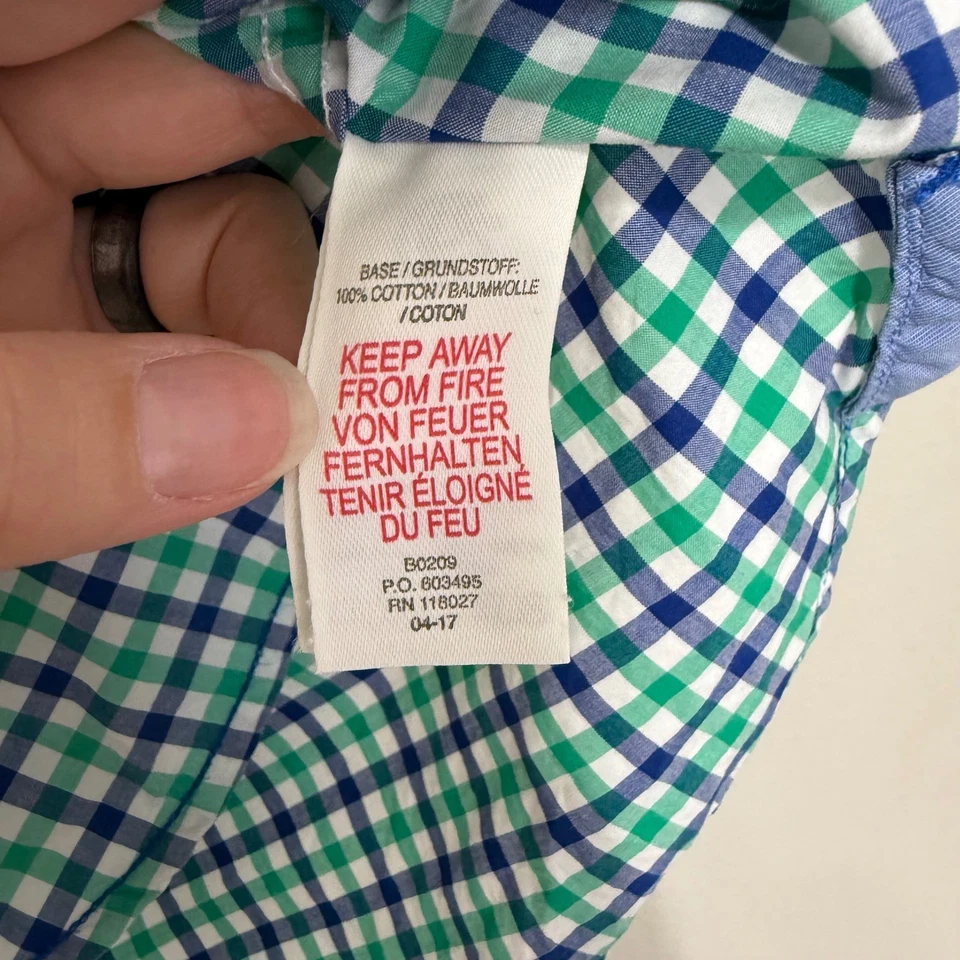 Mini Boden niños 5/6 años verde azul a cuadros con botones Foto 4 de 4