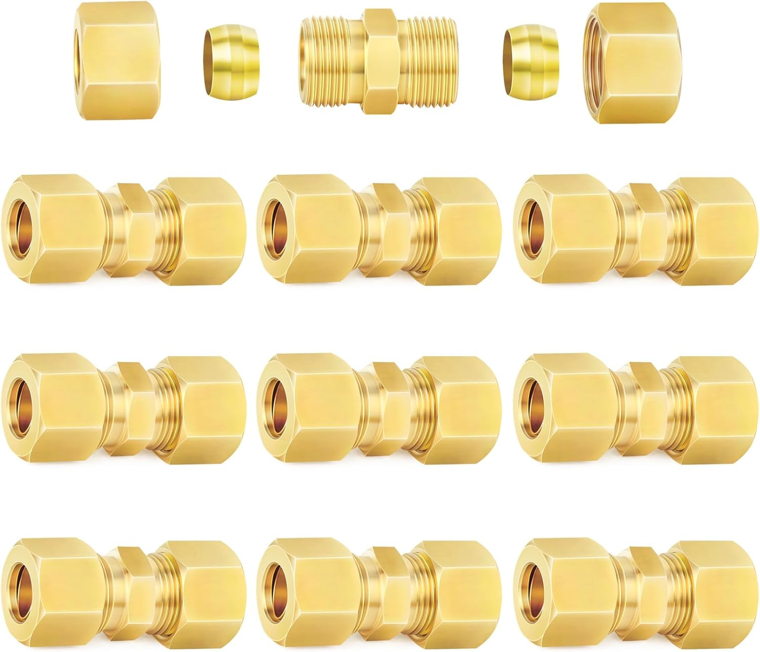 Chillwaves Brass Compression Tube Fitting, 3/16" OD X 3/16" OD Compression Union