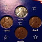 Lincoln Wheat Small Cent Set 1943/1943D Steel & 1944-45 Bronze BN Business — photo 5