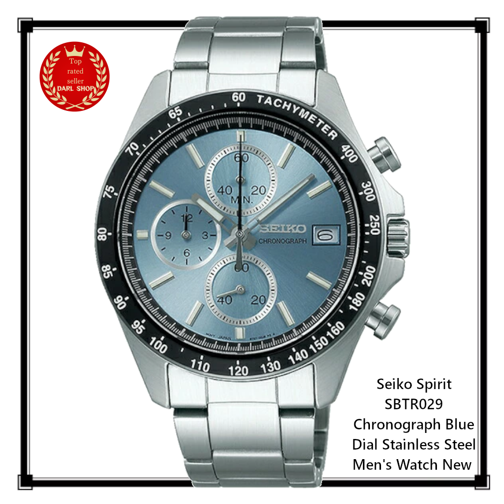 Seiko Spirit SBTR029 Blue Chronograph Stainless Steel Mens Watch Japan