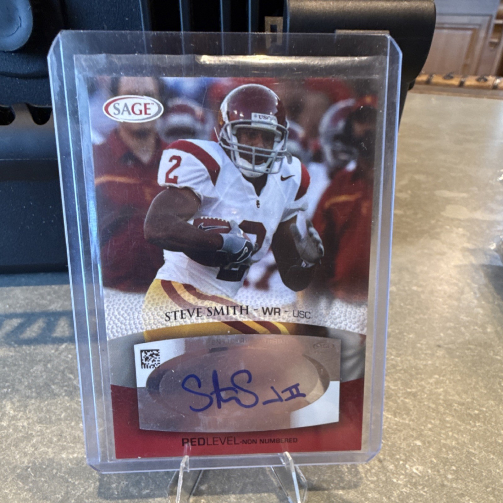 SAGE 2007 Autographed Football Steve Smith Red Level Auto #A49 USC Trojans NCAA