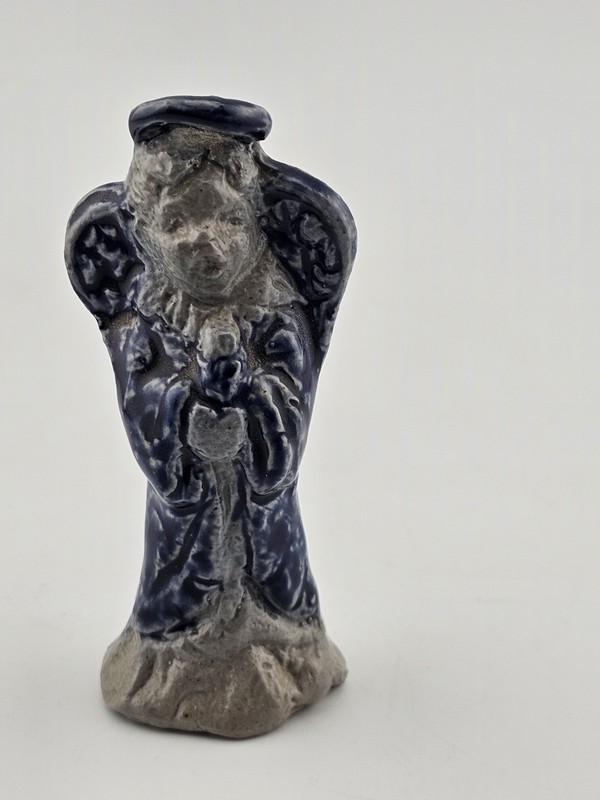 Vintage Pottery Works Cambridge NY 1998 Blue Angel Figurine Folk Art