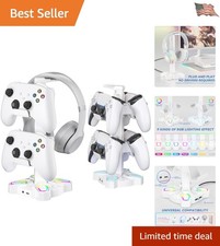 Portable Gaming Headset Stand - Adjustable RGB Lighting and Controller Holder
