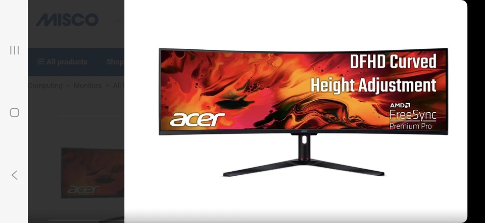 Acer Ei491cur 49 Zoll Curved Gaming und Business Monitor für PC und Laptop  - Bild 3 von 4