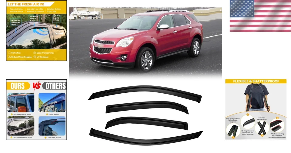 Custom Fit Out-Channel Ventshade for 2010-2017 Chevy Equinox | Protect & Style Foto 2 de 4