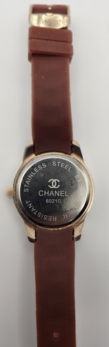 Chanel White and Gold Watch for Women with Brown Rubber Band - Picture 4 of 4