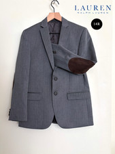 Lauren Ralph Lauren Boys Jacket Coat 16R Grey Herringbone Elbow Patches blazer