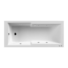 Square Straight Shower Bath Whirlpool Bath with 6 Chrome Jets and Leg Set, 1700