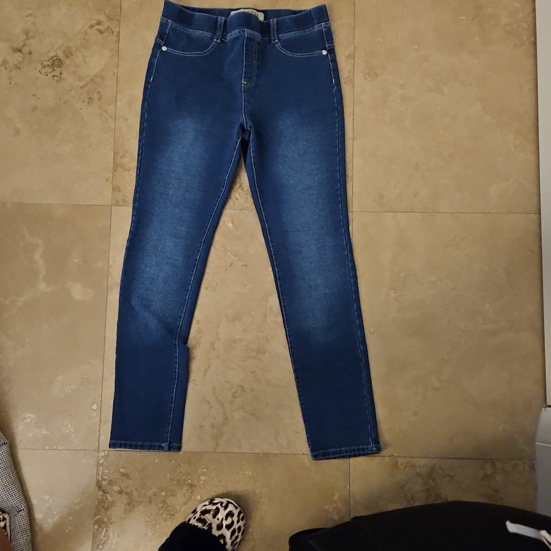 GUESS Girls Skinny Slim Dark Wash Pull-On Jeans 14 Stretch Pockets Rhinestone