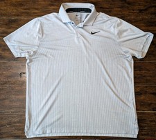Nike Golf Polo Shirt Mens Large Gray Striped Performance Dri Fit ADV Stretch