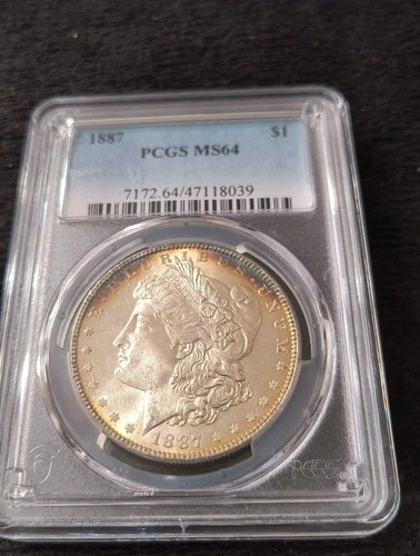 1887 Morgan Silver Dollar $1 PCGS MS64 Toned