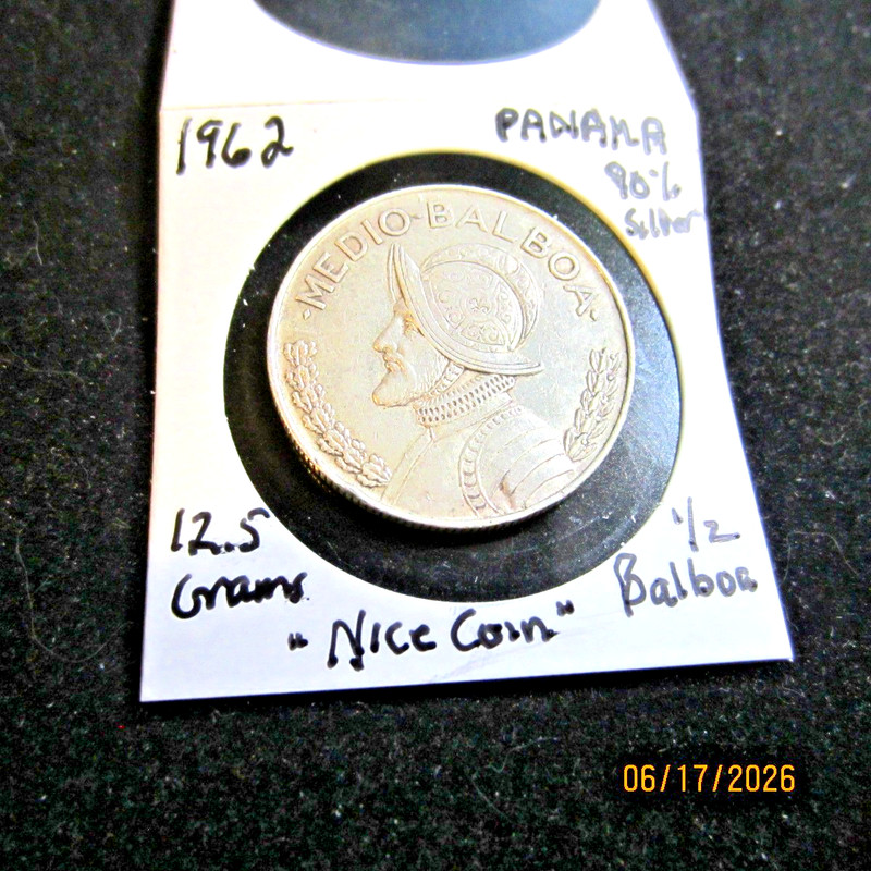 PANAMA * 1962 ^ 90% Silver * 1/2 Balboa *