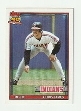1991 Topps Baseball Card #494 Chris James Cleveland Indians