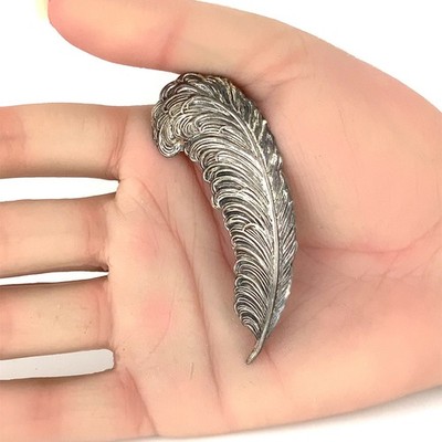 Beau Vintage Sterling Silver Quill Plume Feather Pin Brooch