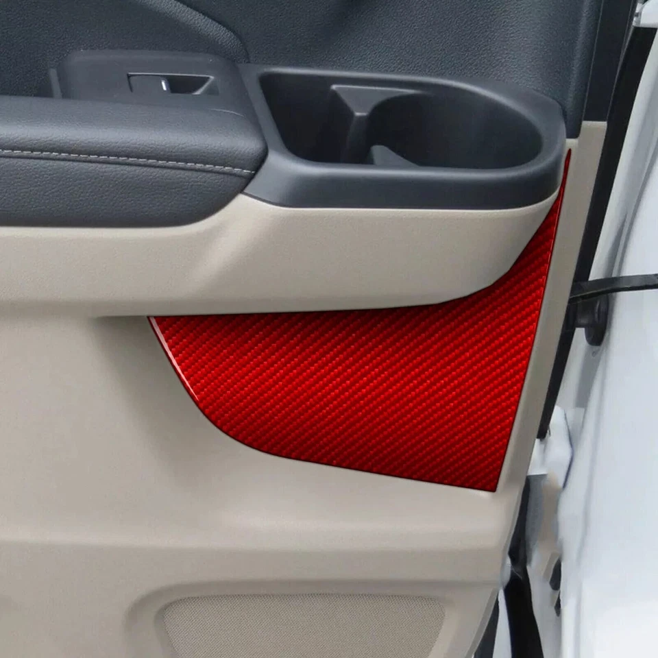 Calcomanía roja de 4 piezas de cubierta de panel de puerta de fibra de carbono para Honda Ridgeline Passport Pilot Foto 4 de 4