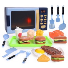 Kids Microwave Toy with Light and Sound Realistic Toy Kitchen Appliances Play