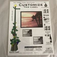 4th & Vine Wine Beer Bottle Labels B14515 Coral 8 Sheets/32 Removable