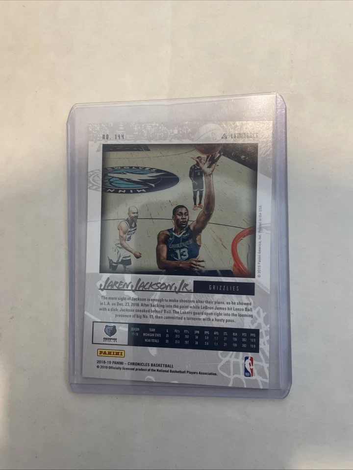 2018-19 Panini Chronicles Luminance Blue Jaren Jackson Jr #144 /99 - Image 2 of 2