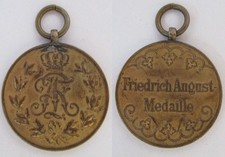 Sachsen vergoldete Friedrich August Medaille Bronze (157835)