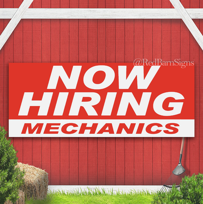 #ad #ad NOW HIRING MECHANICS Indoor Outdoor Banner Sign with grommets $45.59