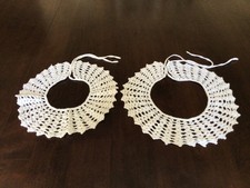 2 Vintage Handmade Crochet Lace Collars Tie Closure