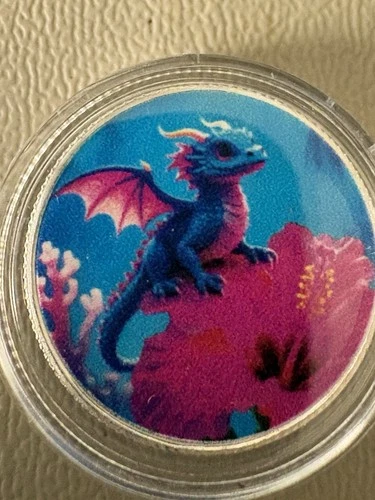 Hayley Bug Peace Love 1/10 oz .999 Fine Silver Colorized Dragon 1/75 Minted