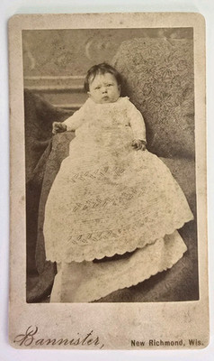 Antique CDV Photo ID'd Victorian Baby Child Dress Bannister New Richmond WI
