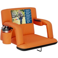 ORANGE - ALPCOUR RECLINING STADIUM SEAT,WIDE BLEACHER CHAIR BACK SUPPORT 21"