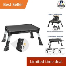 Folding Step Stool 3-Level Metal Adjustable 330lbs Portable for Camping