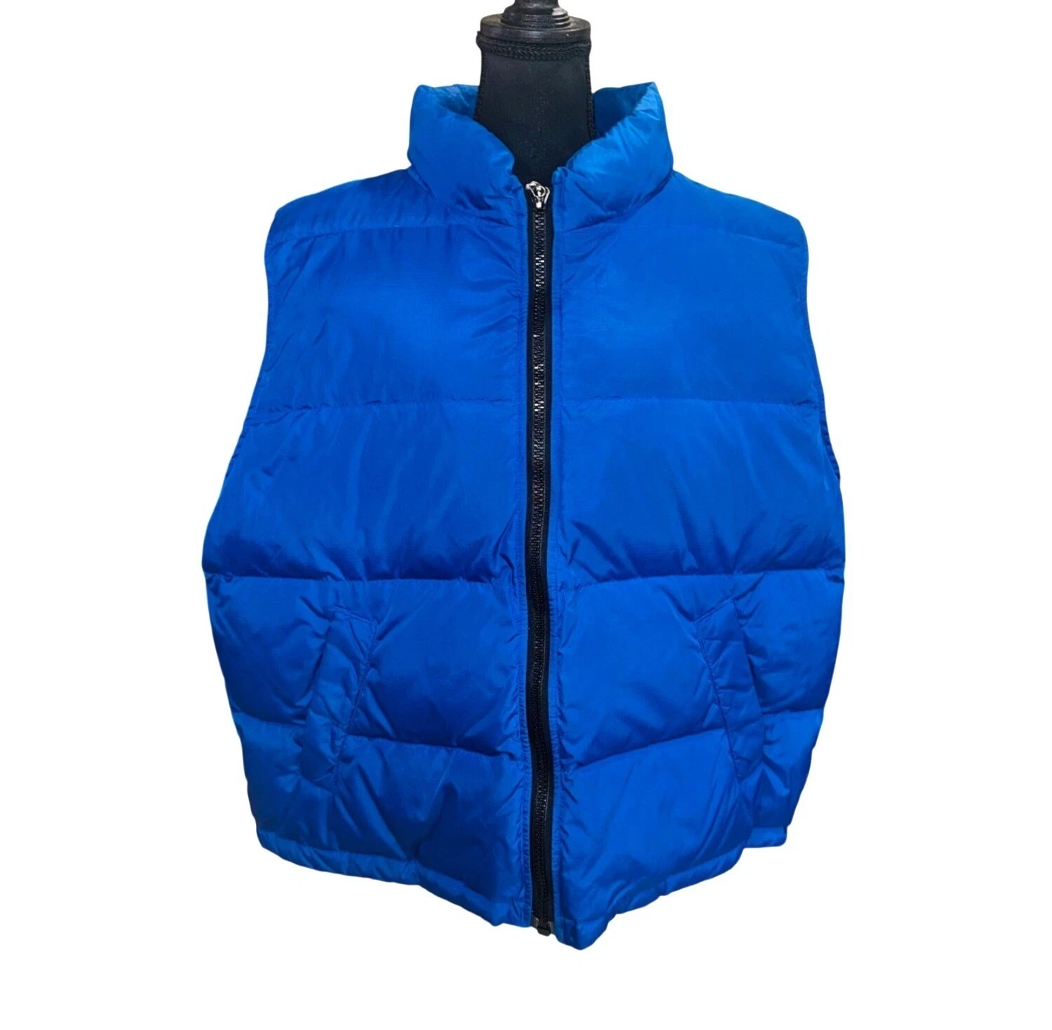 VTG Eddie Bauer Men XL Blue Goose Down Puffer Vest Full Zip Lightweight Outdoor