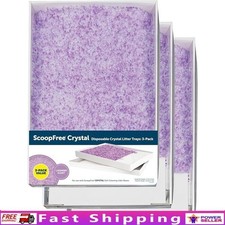 Disposable Cat Litter Tray Crystal Lavender Odor Control No-Scoop 3 Count New
