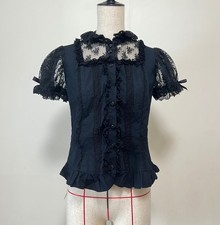Preview of Angelic Pretty Black Lace Short Sleeve Blouse Japan, Kawaii, Lolita, Stylish, Cu