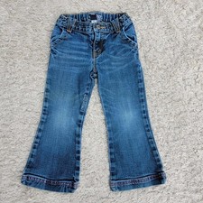 Y2K 2006 Baby Gap 3 Toddler Girl's Denim Flare Jeans Embroidery Hippie Boho