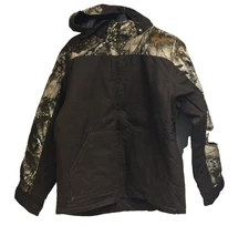 WFS Work Gear Insulated Jacket w/ Hood, Brown / Camo (Medium)