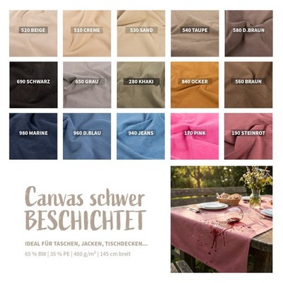 Canvas schwer beschichtet - stabiler Stoff Meterware wasserabweisend *Ab 50cm