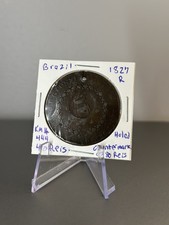 1827 R Brazil 40 Reis Countermark on 80 Reis KM# 444 Imperial Copper Holed Coin