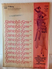 Vtg 1978 T-SHIRT Stretch and Sew Pattern Pre-owned and Used. T OK 4