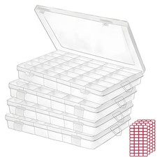 4pack 36 Grids Plastic Clear Organizer Box Bead Storage Containers with Adjus...