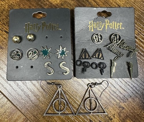 NEW Harry Potter Deathly Hollows Slytherin Earrings Set 10 Different Pairs - Picture 1 of 2