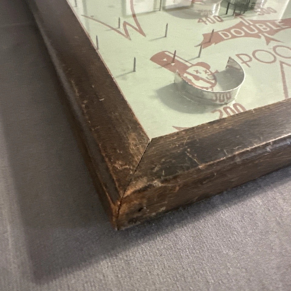 Antique Double Poosh-M-Up Clowns Vintage Pin Ball Toy Table Top Game 1930's - Image 4 of 4