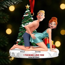 Funny Naughty Couple Christmas Acrylic Ornament, Naughty Couple Holiday Decor