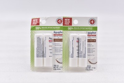 Lot of 2 Aquaphor Lip Repair Stick w/ Coconut Oil Two-Pack 0.17oz