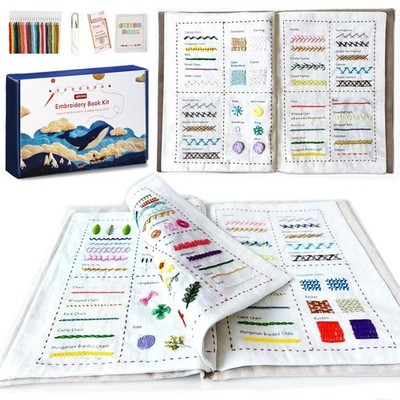 DIY Stitch Book, Embroidery Stitch Book on Linen Fabric, Comprehensive Guide ...