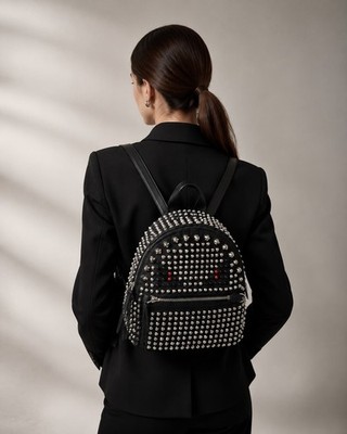 Authentic FENDI Black Nylon Monster Studs Mini Black Backpack