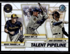 2020 Bowman #TP-MIL Corey Ray / Jake Gatewood / Brice Turang RC Card 3803E