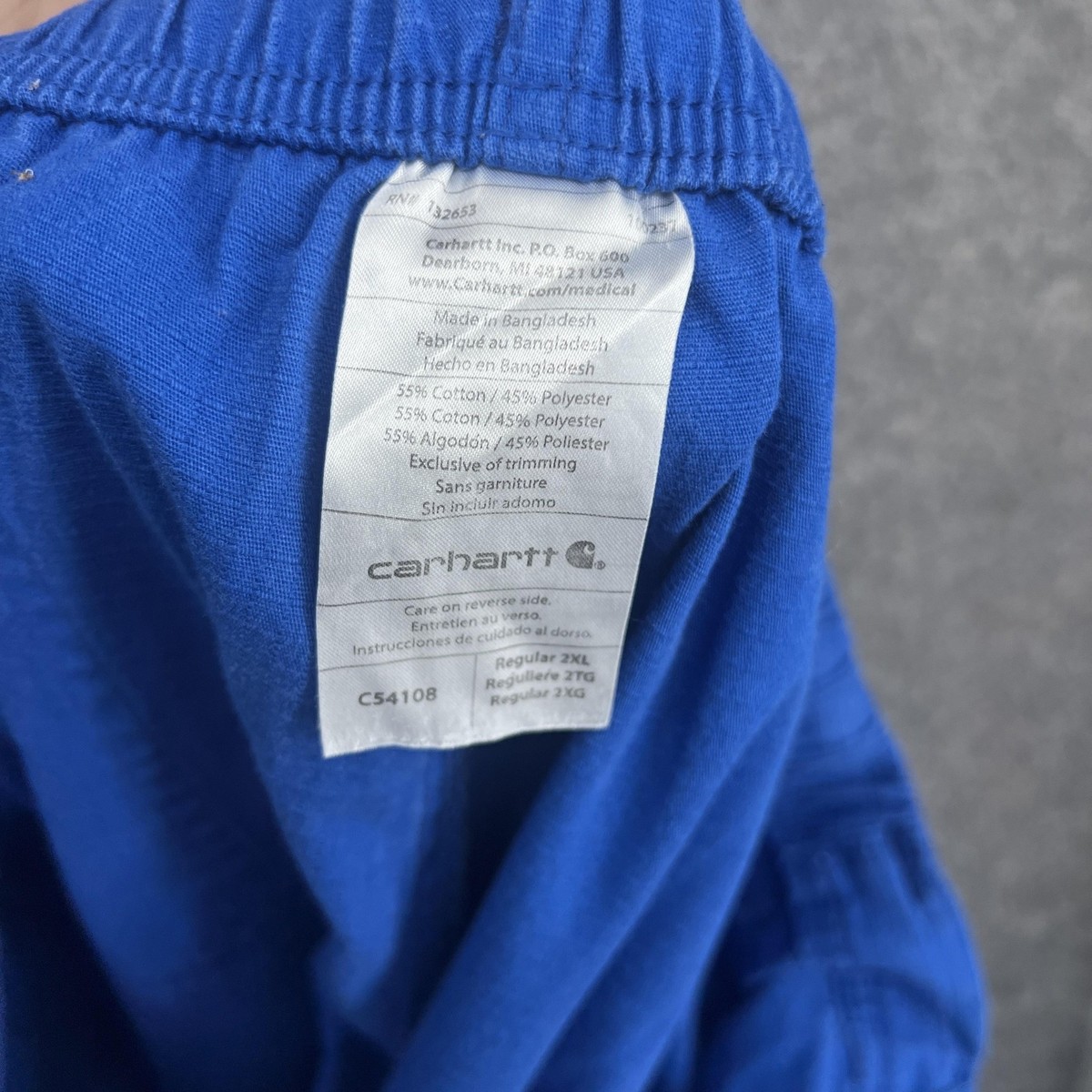 Carhartt Scrub Pants Mens 2XL 42x29 Blue Ripstop Multi Cargo
