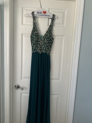 Emerald green prom dress open back | eBay